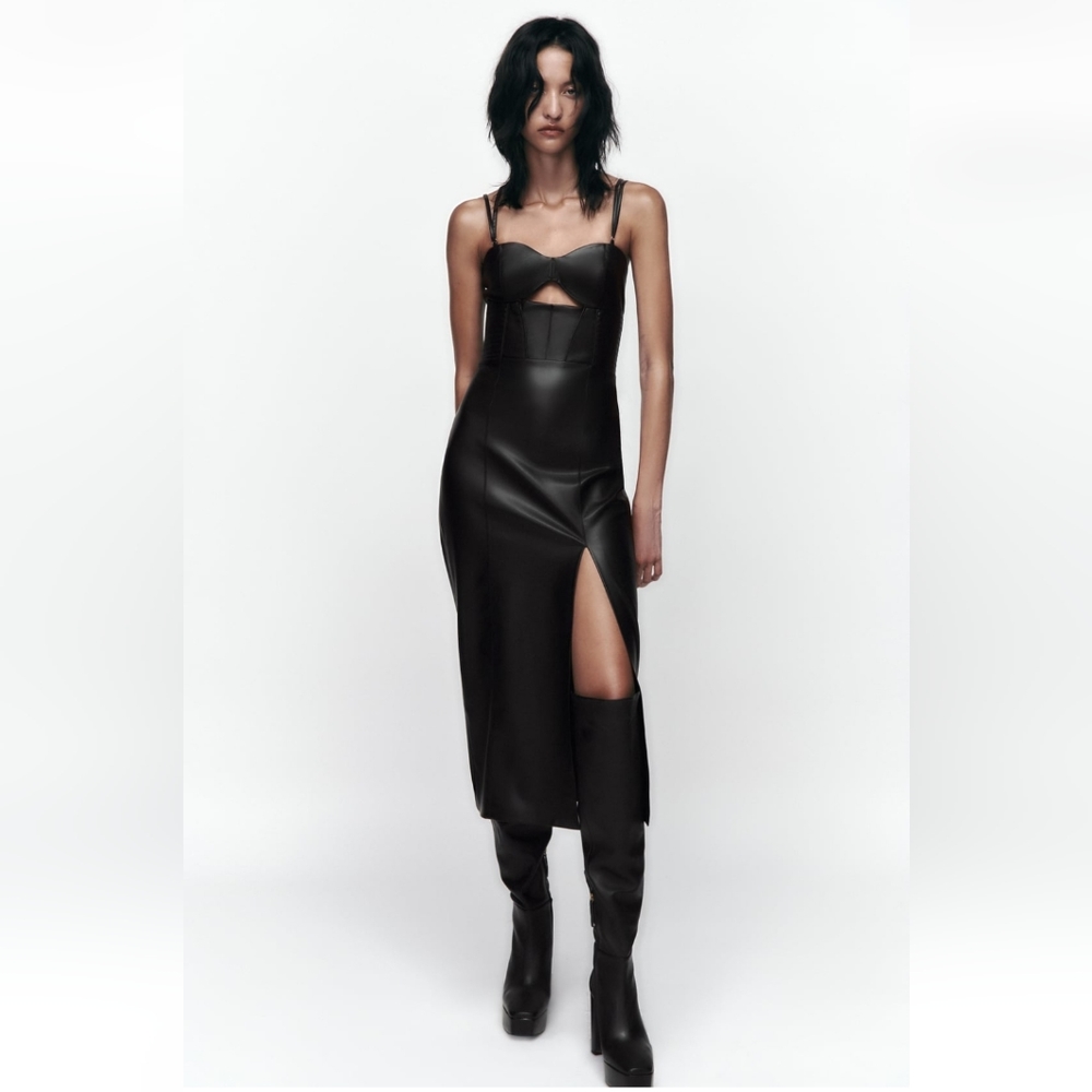 Brand New Leather Midi Dress